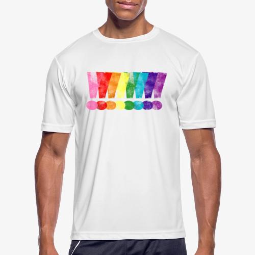 Distressed Gilbert Baker LGBT Pride Exclamation - Men's Moisture Wicking Performance T-Shirt