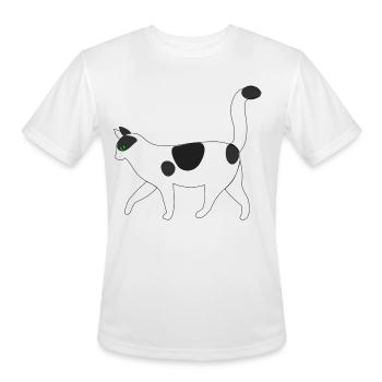 White cat walking clip art - Men's Moisture Wicking Performance T-Shirt - white - Front - Jackson (183cm)