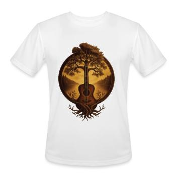 Tree of Life Guitar in Sepia Circle - Men's Moisture Wicking Performance T-Shirt - white - Front - Jackson (183cm)