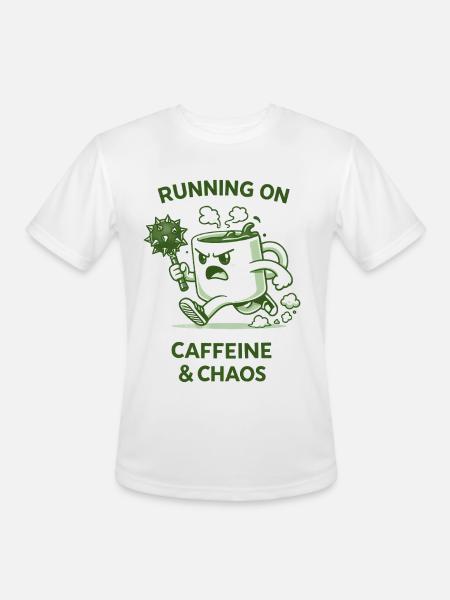 Running on Caffeine & Chaos - Men's Moisture Wicking Performance T-Shirt - white