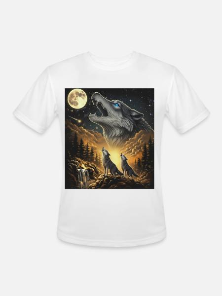 Moon Moonlight Howl Wolves Night - Men's Moisture Wicking Performance T-Shirt - white