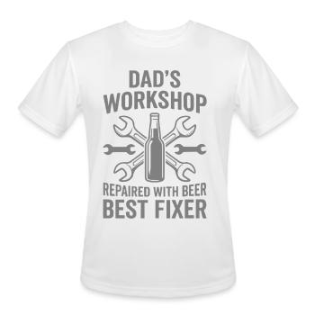 DADS WORKSHOP REPAIRED WITH BEER BEST FIXER Pro - Men's Moisture Wicking Performance T-Shirt - white - Front - Jackson (183cm)