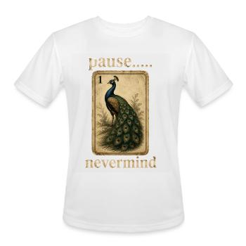 Peacock Pause Nevermind Vintage Card - Men's Moisture Wicking Performance T-Shirt - white - Front - Jackson (183cm)