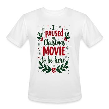 Paused My Christmas Movie To Be Here - Men's Moisture Wicking Performance T-Shirt - white - Front - Jackson (183cm)