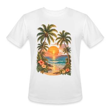 Vintage Tropical Sunset - Men's Moisture Wicking Performance T-Shirt - white - Front - Jackson (183cm)