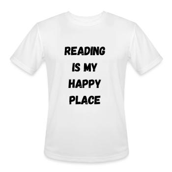 Reading Is My Happy Place - Men's Moisture Wicking Performance T-Shirt - white - Front - Jackson (183cm)