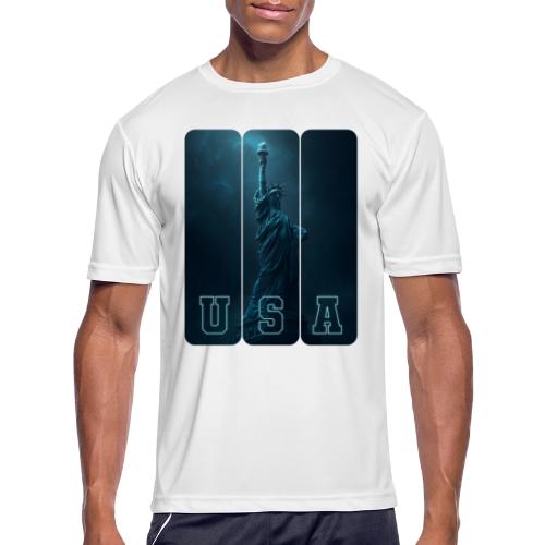 Neon Liberty USA Triptych - Men's Moisture Wicking Performance T-Shirt
