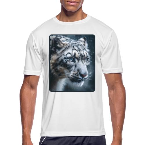 Snow Leopard Blue Eyes Design - Men's Moisture Wicking Performance T-Shirt
