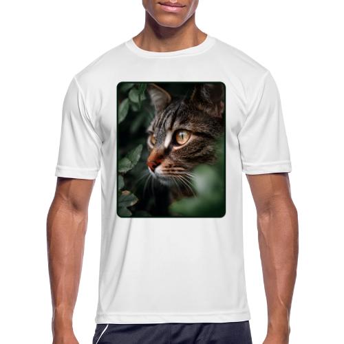 Tabby Cat Jungle Eyes Design - Men's Moisture Wicking Performance T-Shirt
