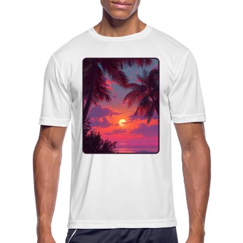 Tropical Sunset Palm Silhouette Design - Men's Moisture Wicking Performance T-Shirt