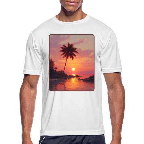 Tropical Beach Sunset Palm Design - Men's Moisture Wicking Performance T-Shirt