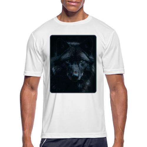 Black Wolf Intense Eyes Portrait Design - Men's Moisture Wicking Performance T-Shirt