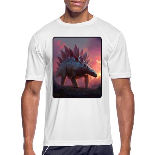 Stegosaurus Sunset Forest Design - Men's Moisture Wicking Performance T-Shirt