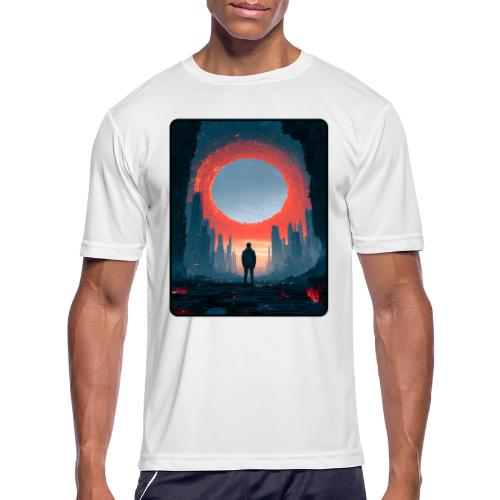 Cosmic Portal Future City Design - Men's Moisture Wicking Performance T-Shirt