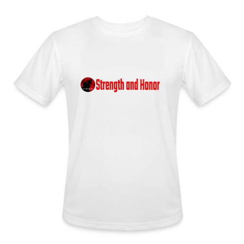 Strength and Honor - Red Letters - Men's Moisture Wicking Performance T-Shirt