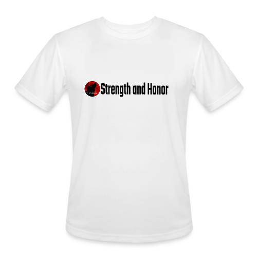 Strength and Honor - Black Letters - Men's Moisture Wicking Performance T-Shirt