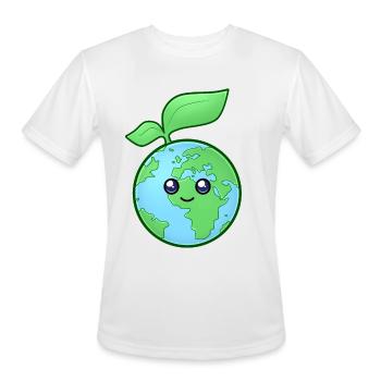 Happy Earth Day, Cute Kawaii Earth Planet - Men's Moisture Wicking Performance T-Shirt - white - Front - Jackson (183cm)