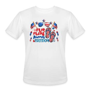 Flip Flops Fireworks And Freedom 4th Of July - Men's Moisture Wicking Performance T-Shirt - white - Front - Jackson (183cm)