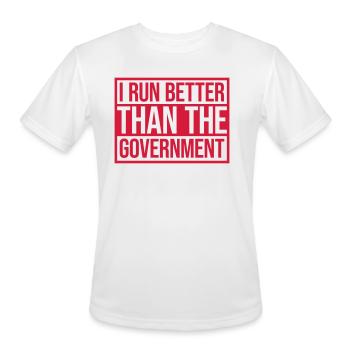 run better than government - Men's Moisture Wicking Performance T-Shirt - white - Front - Jackson (183cm)