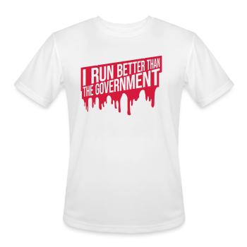 run better than government - Men's Moisture Wicking Performance T-Shirt - white - Front - Jackson (183cm)