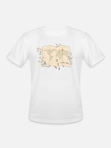 Wander Often Map - Men's Moisture Wicking Performance T-Shirt - white