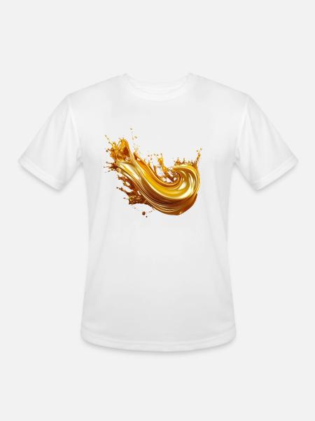 Golden Liquid Splash Art - Men's Moisture Wicking Performance T-Shirt - white