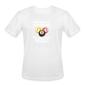 Pool Player Funny Bad Girl Woman Billiard Gift - Men's Moisture Wicking Performance T-Shirt - white - Front - Jackson (183cm)