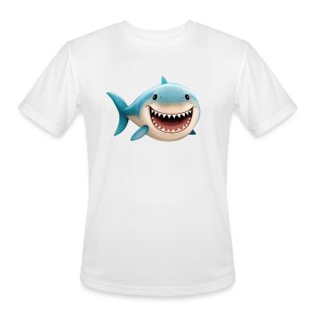 Smiling White Shark Cartoon Clip Art - Men's Moisture Wicking Performance T-Shirt - white - Front - Jackson (183cm)