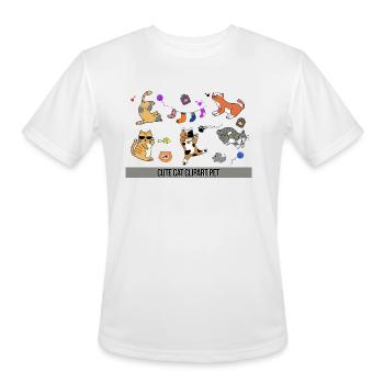 Cute Cat Clip Arts Pet - Men's Moisture Wicking Performance T-Shirt - white - Front - Jackson (183cm)