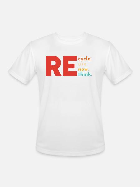 Recycle Reuse Renew Rethink - Men's Moisture Wicking Performance T-Shirt - white