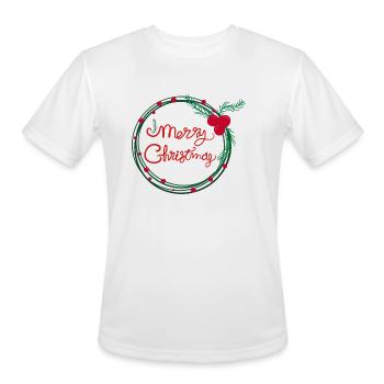 Christmas holly berry wreath - Men's Moisture Wicking Performance T-Shirt - white - Front - Jackson (183cm)