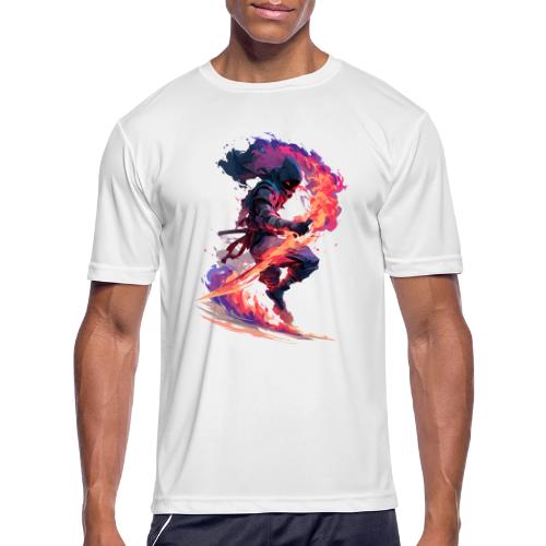 Flaming Ninja Warrior Fantasy Design - Men's Moisture Wicking Performance T-Shirt