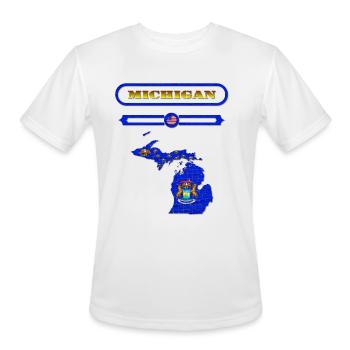 MICHIGAN, MICHIGAN MAP, USA. SAMER BRASIL - Men's Moisture Wicking Performance T-Shirt - white - Front - Jackson (183cm)