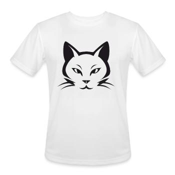 Minimalist Stylized Cat - Men's Moisture Wicking Performance T-Shirt - white - Front - Jackson (183cm)