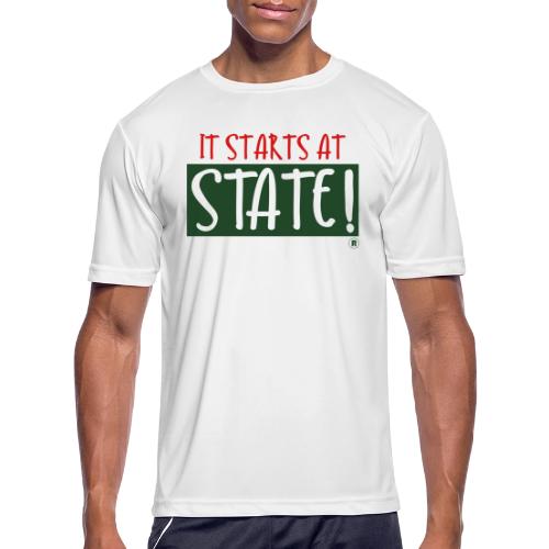It Start at STATE! - Red Green Block - Men's Moisture Wicking Performance T-Shirt