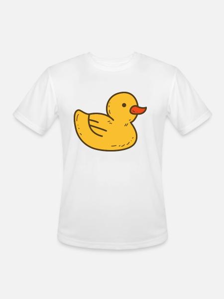Illustrated Yellow Rubber Ducky - Men's Moisture Wicking Performance T-Shirt - white