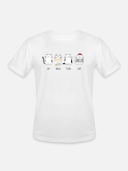 Un Deux Trois Cat - Men's Moisture Wicking Performance T-Shirt - white