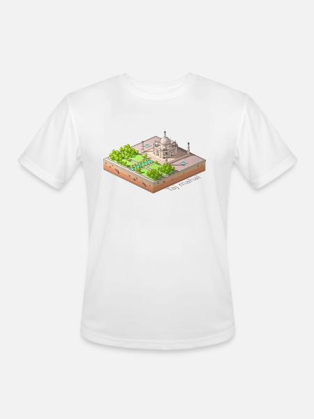 Geometric low poly Taj Mahal - Men's Moisture Wicking Performance T-Shirt - white