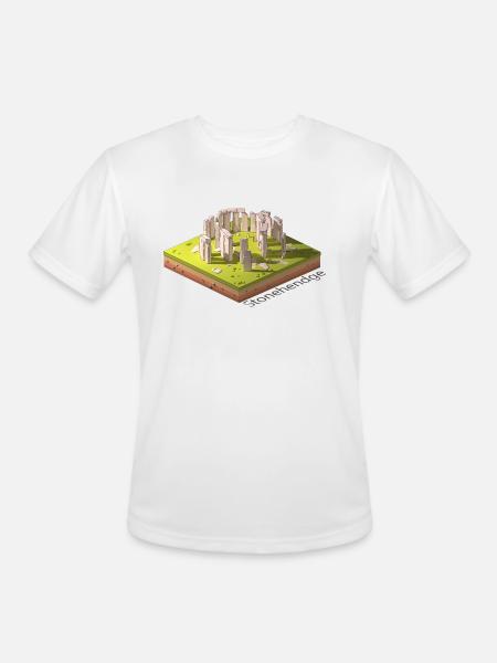 Geometric low poly Stonehendge - Men's Moisture Wicking Performance T-Shirt - white