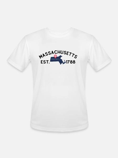 Massachusetts - Men's Moisture Wicking Performance T-Shirt - white