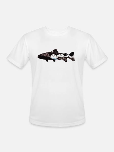Mountain Trout - Men's Moisture Wicking Performance T-Shirt - white
