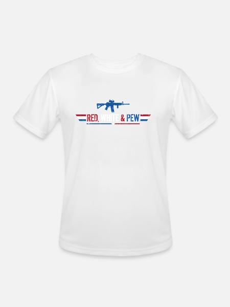 Red White And Pew - Men's Moisture Wicking Performance T-Shirt - white