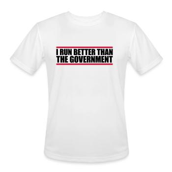 run better than government - Men's Moisture Wicking Performance T-Shirt - white - Front - Jackson (183cm)