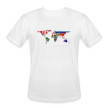 Flag Map Of The World - Men's Moisture Wicking Performance T-Shirt - white - Front - Jackson (183cm)