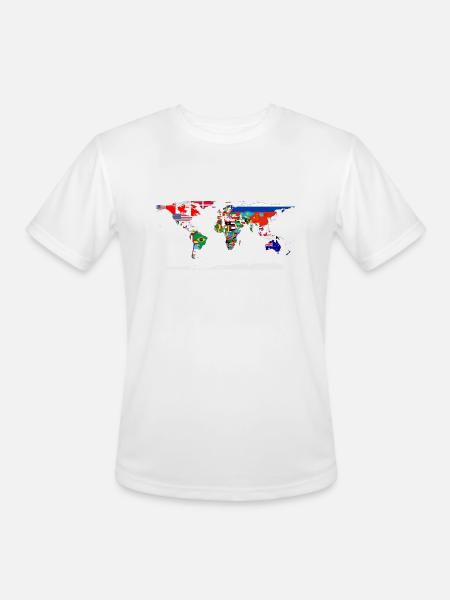 Flag Map Of The World - Men's Moisture Wicking Performance T-Shirt - white