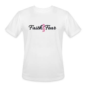 "Courageous Faith: Triumphing Over Fear" - Men's Moisture Wicking Performance T-Shirt - white - Front - Jackson (183cm)