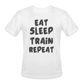 Train & Repeat - Fitness Mantra - Men's Moisture Wicking Performance T-Shirt - white - Front - Jackson (183cm)