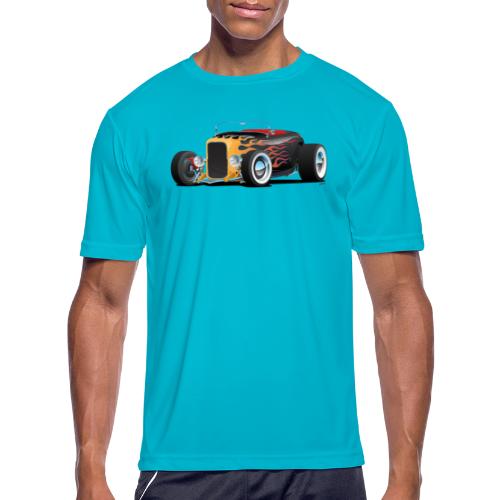 Custom Hot Rod Roadster Car with Flames - Men's Moisture Wicking Performance T-Shirt