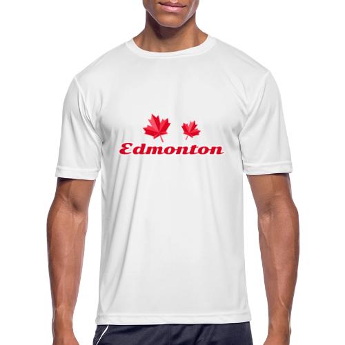Edmonton with two red maple leaves - Men's Moisture Wicking Performance T-Shirt