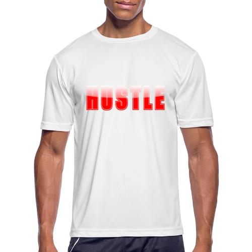 HUSTLE Bold Red Motivational Typography Design - Men's Moisture Wicking Performance T-Shirt